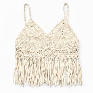 Victoria's Secret Ivory White/Cream Crochet Top Swim Coverup Crop Cami Tank XS